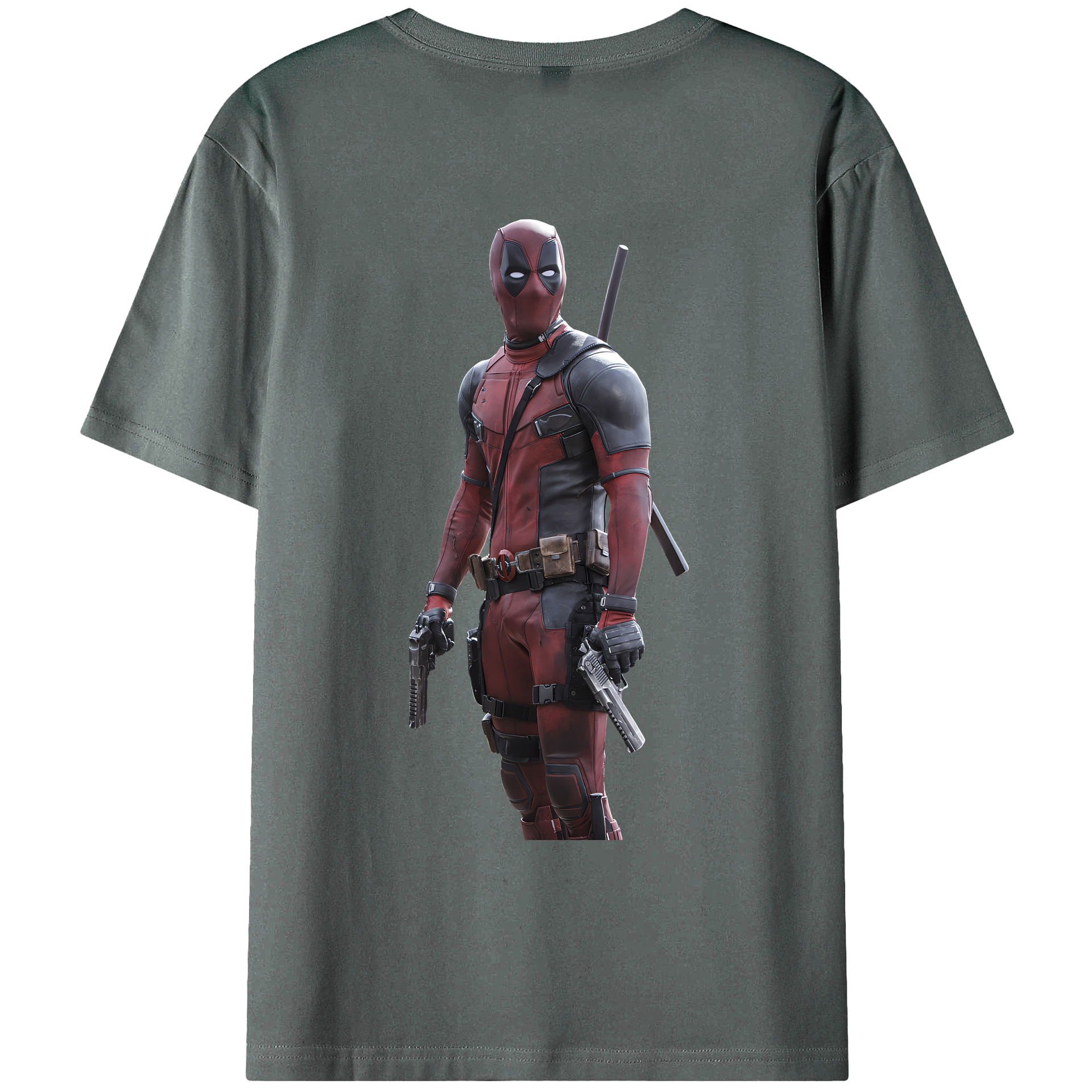 （画像用） Deadpool デッドプール 綿100％ メンズ半袖Tシャツ（バックプリント） 通気性